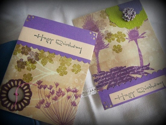 A pair of handmade birthday cards