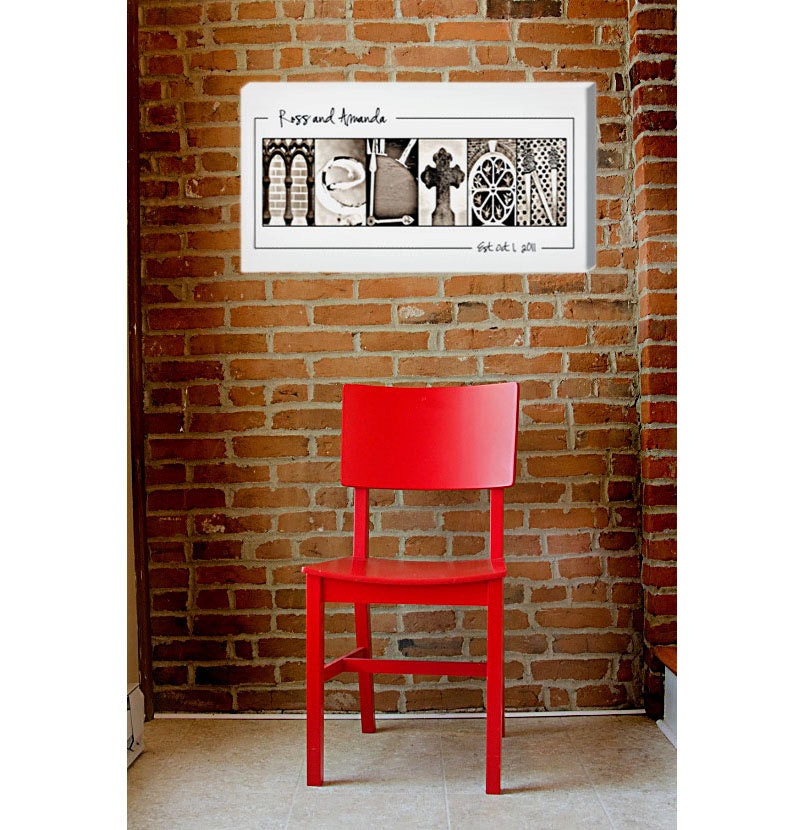 CANVAS CUSTOM Wedding Alphabet Photo Art Personalized Name Print 12x18 Anniversary GIFT