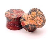 Leopard skin Jasper plugs gauges natural organic semi prcious stone