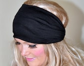 Black Headband Women Headband Stretch Hair Scarf Headwrap CHOOSE COLOR Helmet Jersey Gym Hair Covering Yoga Head wrap