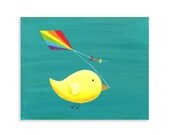 Whimsical Nursery Art - Bird & Kite Nursery Print