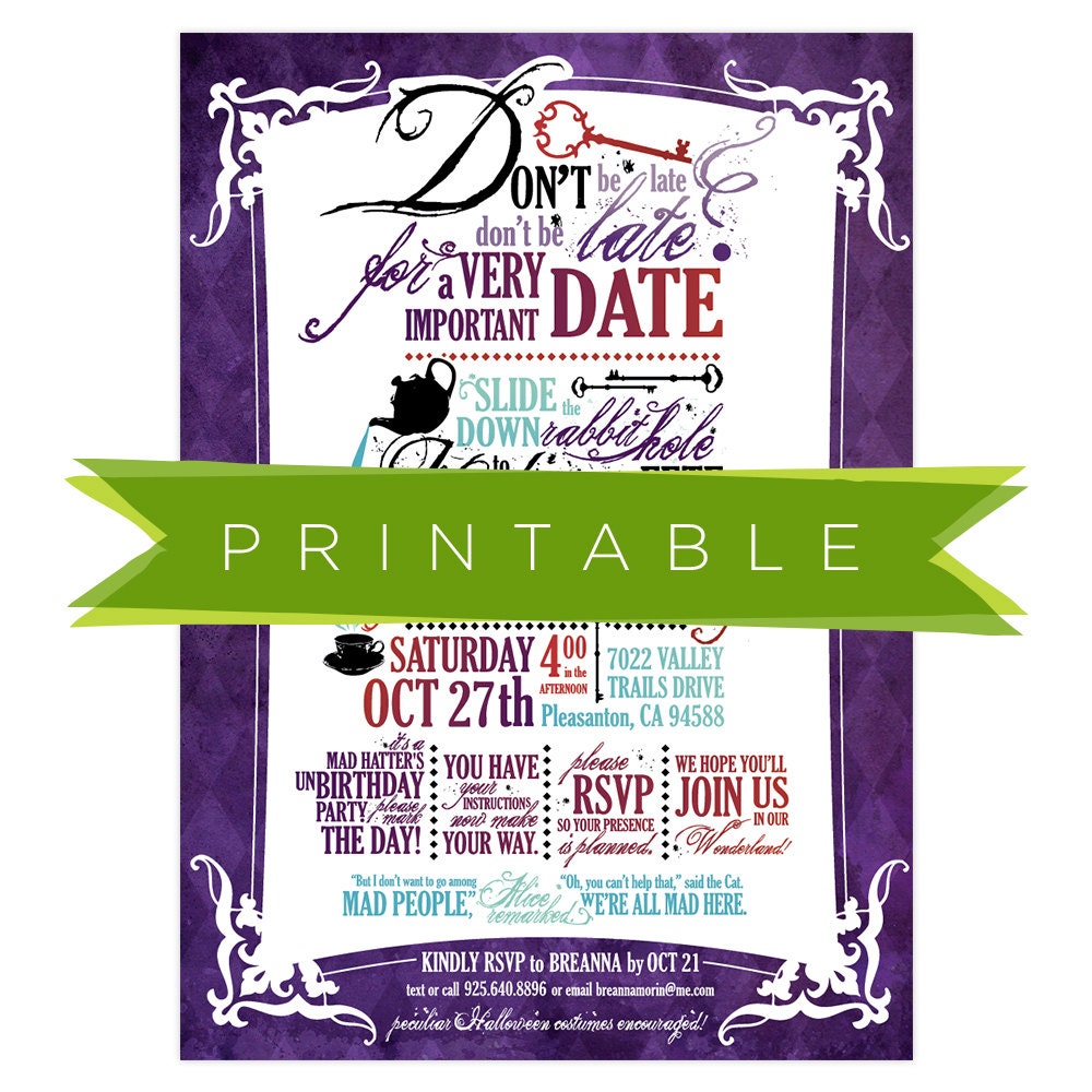 Mad Hatter Tea Printable Invitation