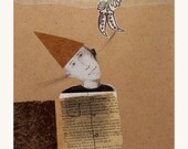 DESIRE original collage  mixed media figurative portrait man