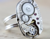 Sterling Silver Steampunk Ring Steam Punk Jewelry Clockwork Vintage - Handmade by Inspired by Elizabeth