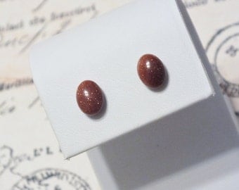 Surgical Steel Brown Goldstone Studs