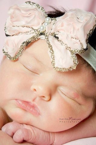Baby headband, newborn headband, adult headband, child headband and photography prop The single sprinkled- Chiffon shaped bow headband