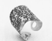 Wide Silver Ring, Cuff Adjustable Ring, Oxidized Ring, Modern Ring,