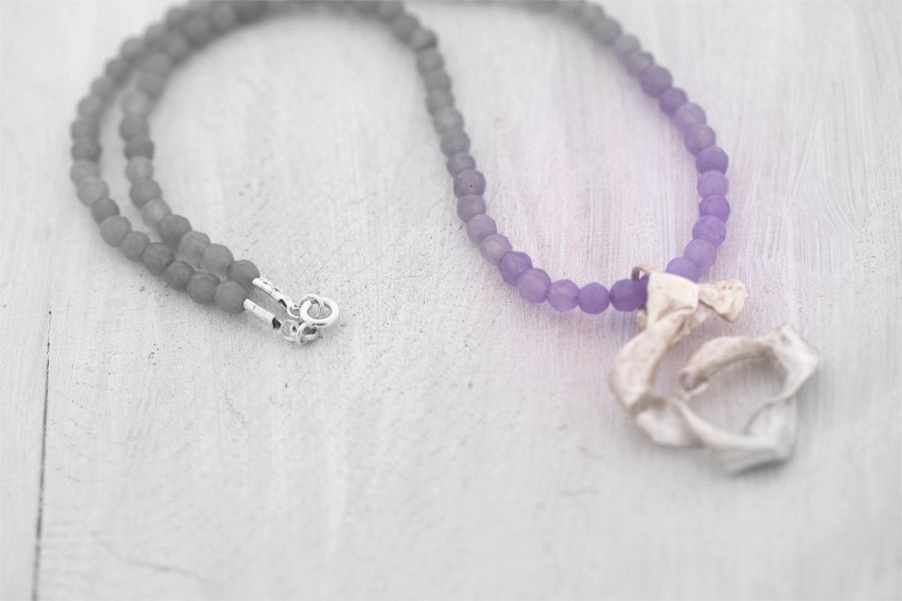 Purple Lavender Necklace - Silver Charm Necklace- Purple Summer Necklace