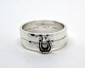 Sterling Silver Rings, Hammered Stacking Rings, Silver Horseshoe Ring, Unisex Jewelry
