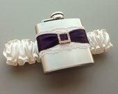 Ivory & Plum Purple FLASK GARTER -- Wedding Garter with Flask -- Ready to Ship