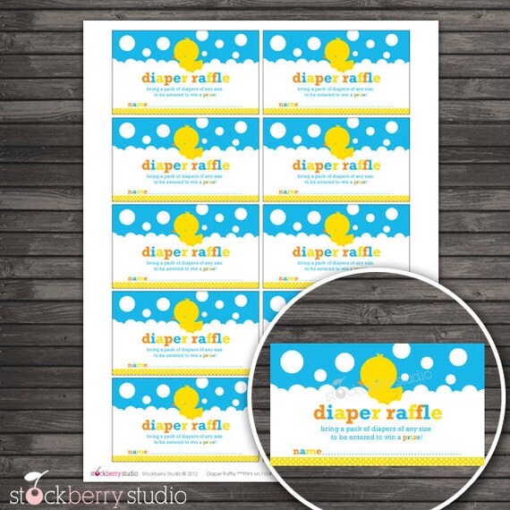 Rubber Ducky Baby Shower Diaper Raffle Tickets - Instant Download Il_570xn