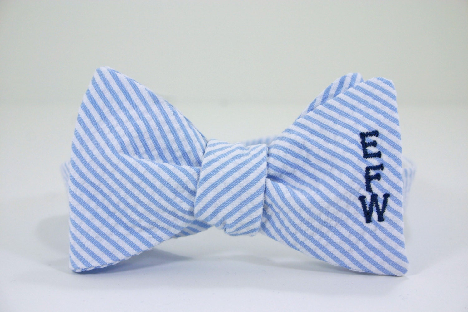 Monogramed Bow Tie - Seersucker