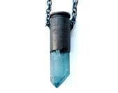 NEPTUNE aqua aura crystal gunmetal bullet necklace