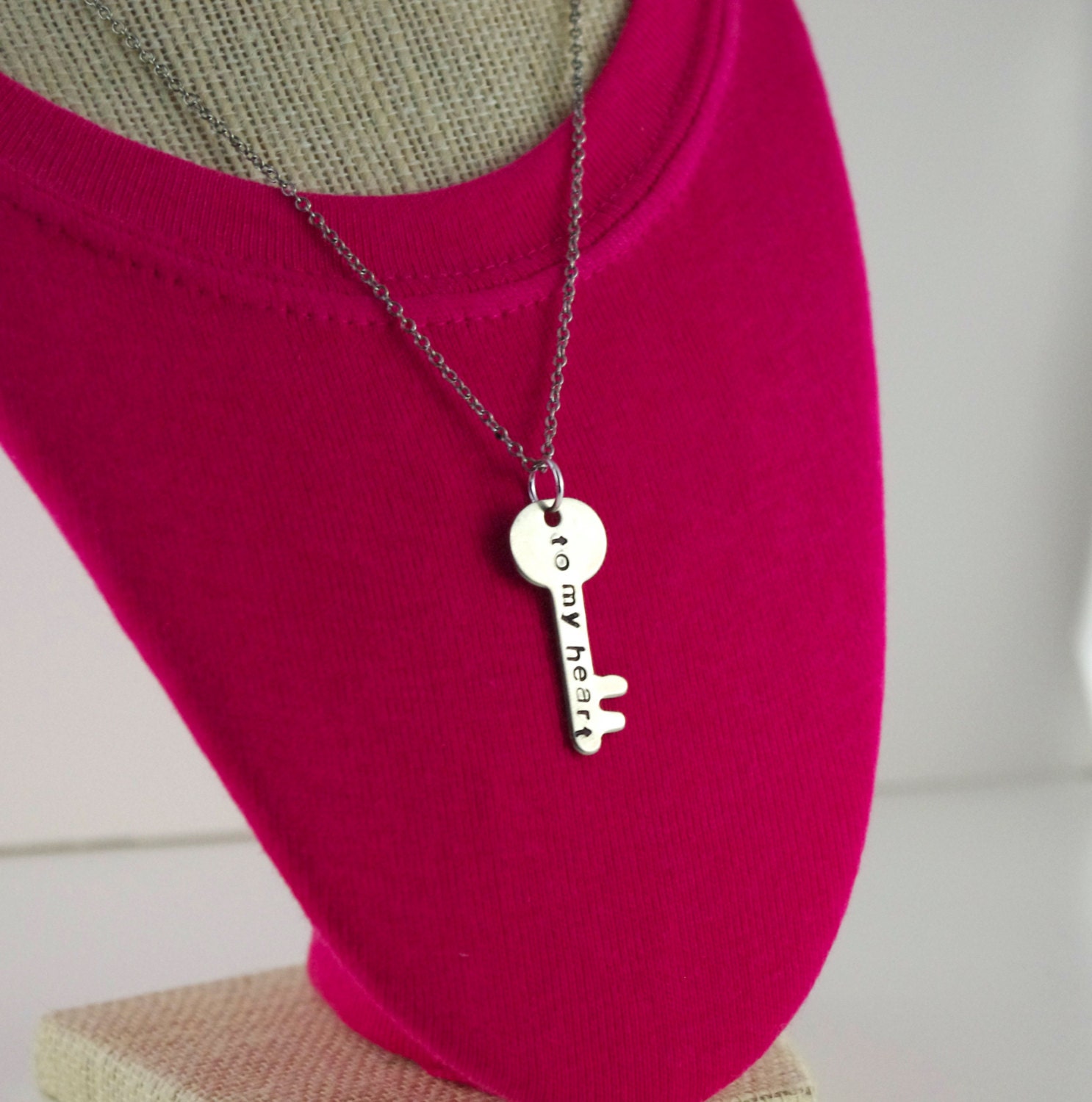 Personalized Hand Stamped Metal Necklace - Affirmation Necklace - Love Necklace - Initial Necklace