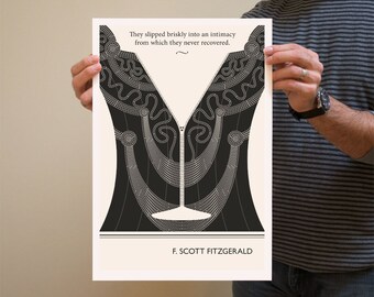 Illustration, F. Scott Fitzgerald Quote, Art Print and Art Poster, Fashion Decor, Art Deco, Great Gatsby, Flapper