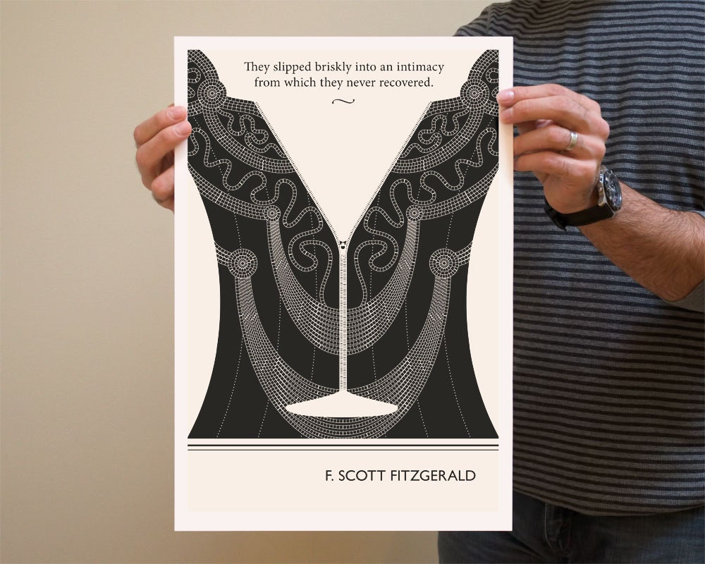 Illustration, F. Scott Fitzgerald Quote, Art Print and Art Poster, Fashion Decor, Art Deco, Great Gatsby, Flapper