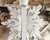 Upcycled Ornate Metal Wall Sconce- Shabby White-Vintage Distressed-Country Cottage-French Country-Creamy White-Spring Home Decor