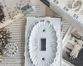 Vintage Metal Wall Decor-Single Light Switch Cover-In White Shabby Chic-Brass-Ornate-Distressed-Seashell-Electrical Switch Plate Cover