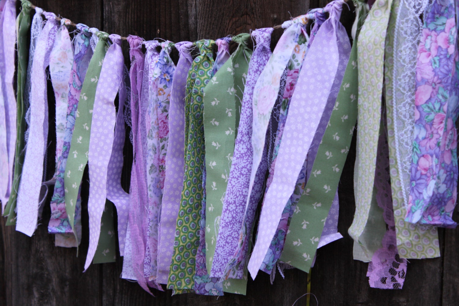 Rag Garland, Rustic Garland Rag. Garland with Lace, Vintage Fabrics, Shabby Chic Decor, Nursery, Weddings, Parties, Ready to Ship