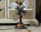 Vintage Urban Industrial Westinghouse Fan with Wood Base / Oscillating fan