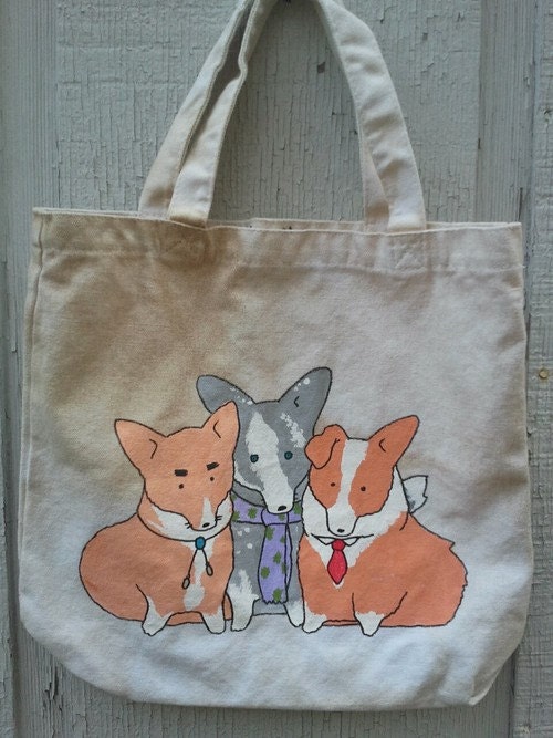 SALE Fashionable Corgis organic tote