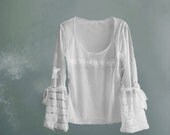 Womens top white layering mushroom long sleeve by tratgirl