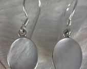Mother of Pearl white drop earrings on sterling silver