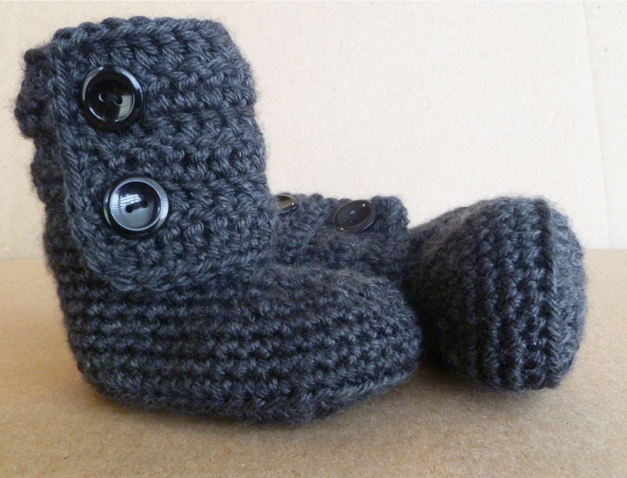 Baby booties shoes crochet grey