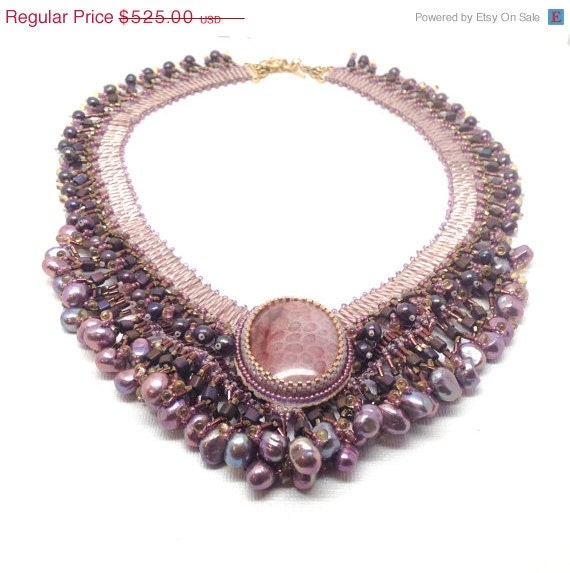 On Sale Bib Necklace, Statement, Purple, Nubian Bride