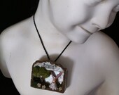 Miniature Art Gallery Diorama - Enchanted Fairy, Black swan, Pond - Mini Art Diorama Pendant with necklace or made into a brooch