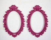 Ornate Oval Picture Frames - Hot Pink - Paris Apartment - Set of 2