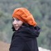Knit Slouch beret Hat for Women in Pumpkin color