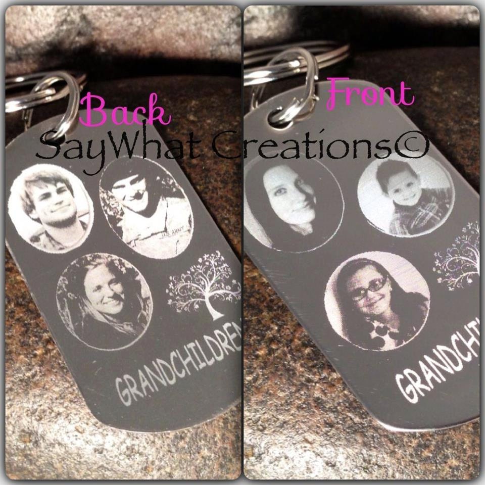 Custom Engraved Photo Dog Tag Key Chain FRONT AND BACK