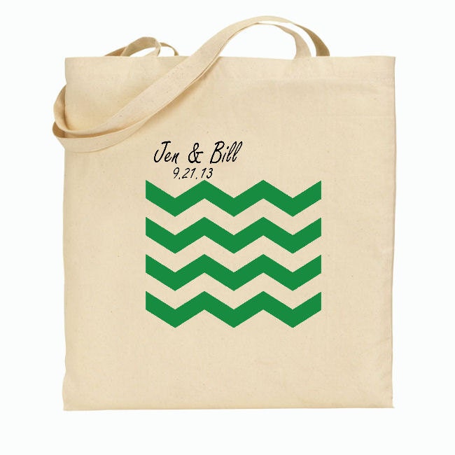 50  Wedding Welcome Bags-Personalized Wedding Tote- ZIG ZAG  Pattern - You choose color- Chevron