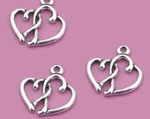 8 pcs Silver Heart Charms Double Heart Pendants 2-sided Metal Pendants For Crafts & Jewelry Making