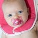 Pink Super Baby on a Pink MAM 0 to 6 Month Pacifier - Custom Hand Painted Pacifier