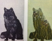 Fox and Floral Silhouette Etching and Aquatint Original