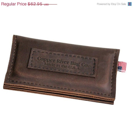 SALE Leather iPhone 5 Wallet - Brown -  with label - 100% Full Grain Leather - Made in the U.S.A. - Free Shipping in the U.S.