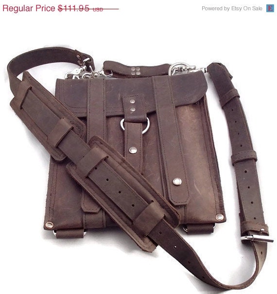 SALE 11" -  Leather Macbook Air Bag New: Handmade in the U.S.A. - Rustic Brown Color - Slim Messenger Style