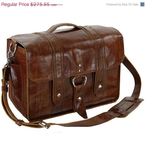 SALE 14x6 Italian leather Diaper Bag NEW: 3Y Caramel Color  - Georgetown Style - Handmade in the U.S.A - Free Shipping