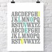 8x10 ABC Print. I love you. Alphabet Love. Typography Print. Seafoam and Yellow - 100