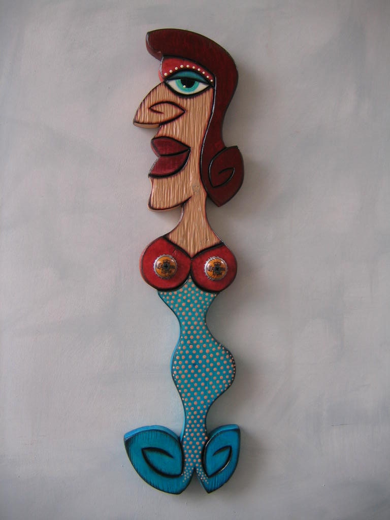 Twisted Mermaid, Original Sculpture, Wood Carving, Wall Art, by Fig Jam Studio