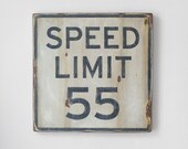 Hand Painted Speed Limit 55 Wall Art Sign