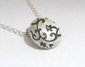 Flower necklace - black and sterling silver handmade jewelry