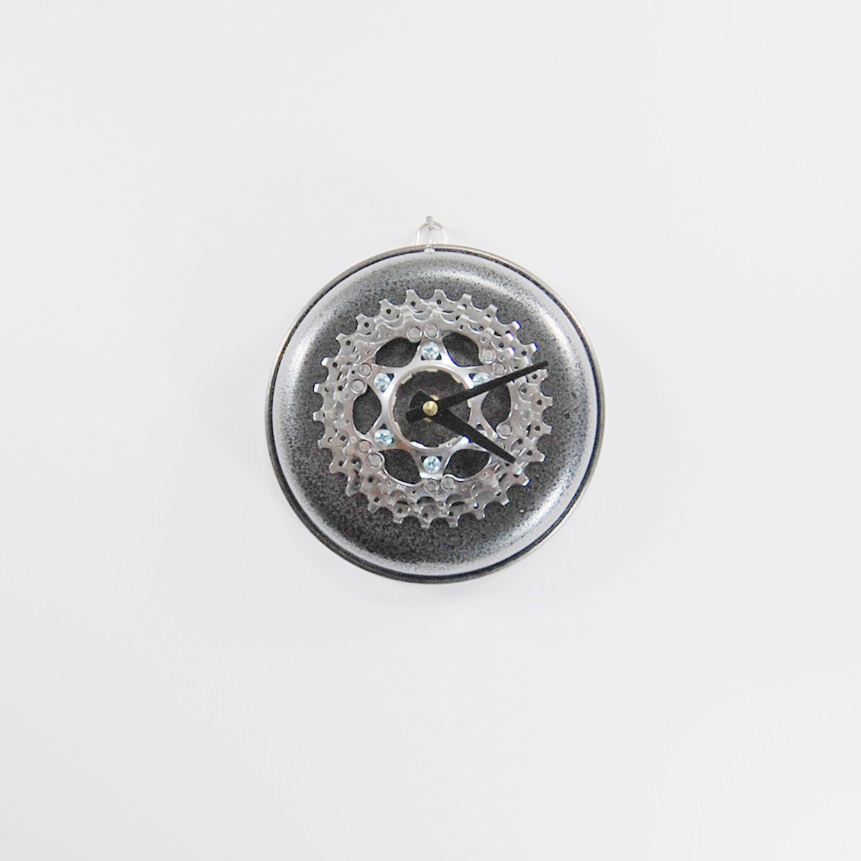 Mottled Black Bicycle Clock