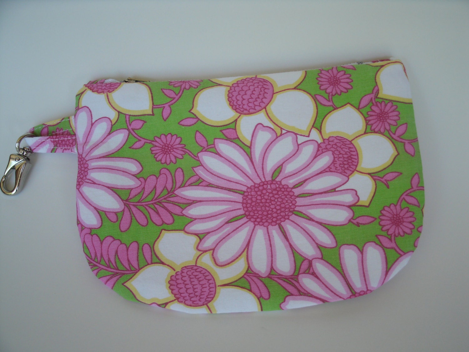 Neon Floral Cosmetic Bag/ Wallet/Pouch with zipper top