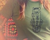 Build Love Saw Screenprinted Green Tshirt