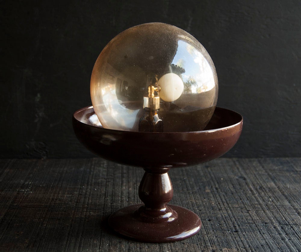 Glass Display Globe with Rustic Brown Pedestal Stand