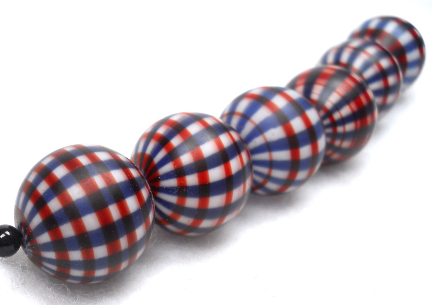 American Trade Bead - Texas - Strand of 6 ball beads. Hollow blown boro glass lampwork.
