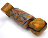 American Trade Bead - Utah - Set of 3 Pressed murrini beads. Solid boro glass lampwork.